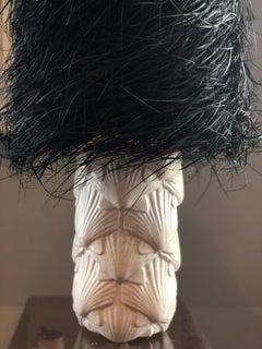 Set of Lamp and Vase Tomasso Barbi in Ceramic, Lampshade Palm Tree, 1970