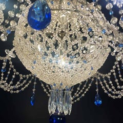 Italian Crystal Bedroom Chandelier and Appliques Set 1970s