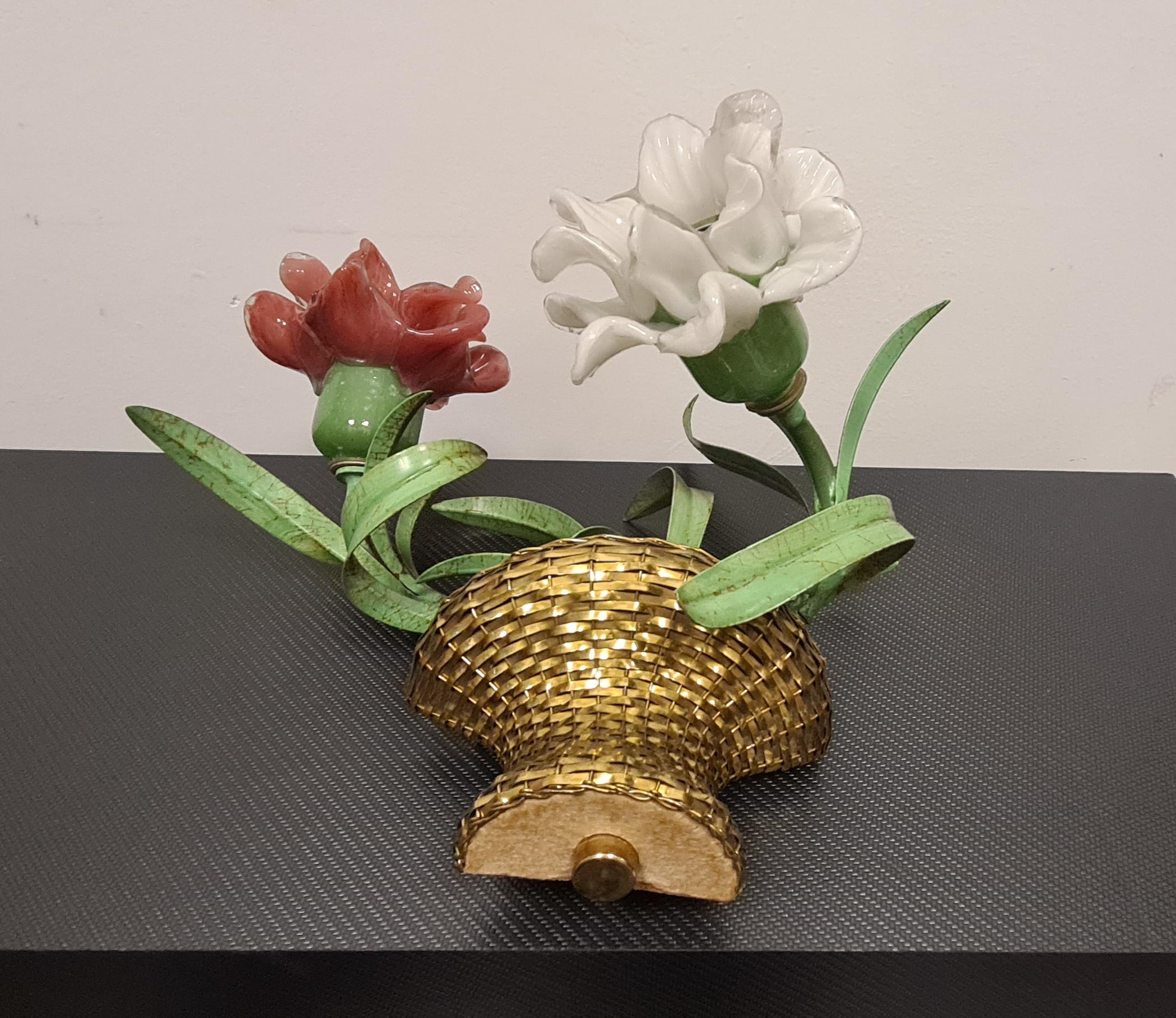 Ensemble de lampes avec fleurs en verre murano par Bacci florence en vente 5