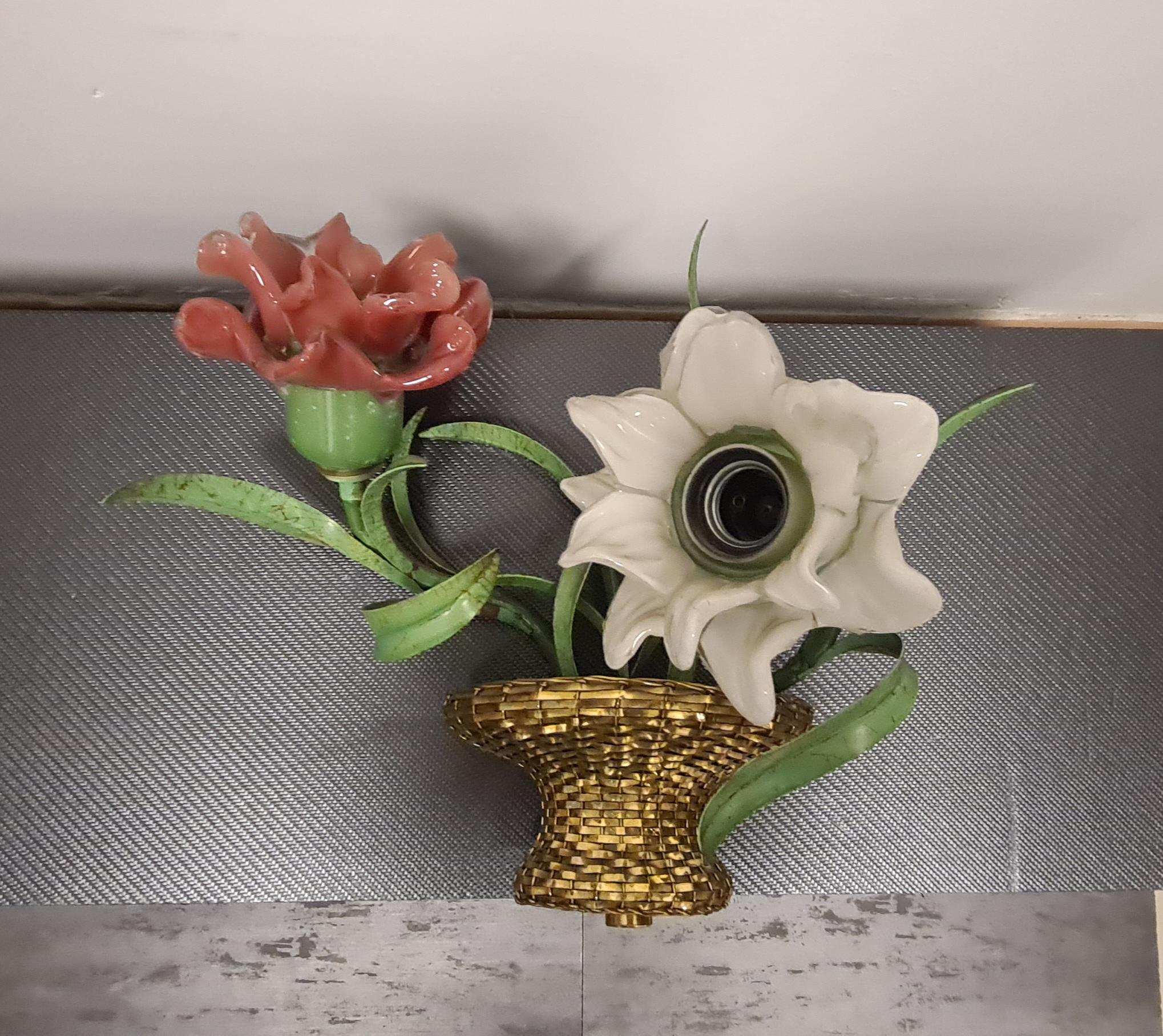 Ensemble de lampes avec fleurs en verre murano par Bacci florence en vente 6