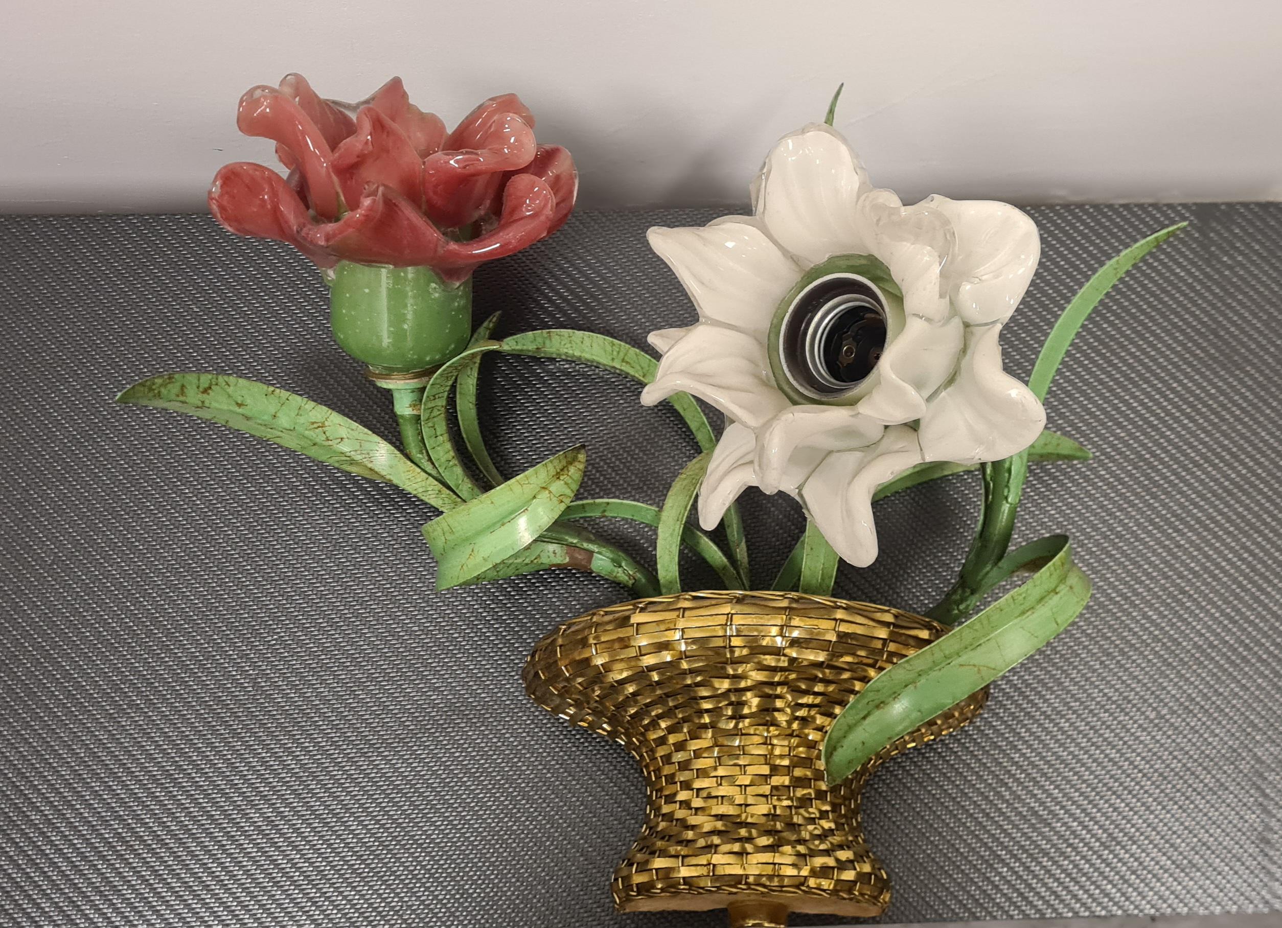 Ensemble de lampes avec fleurs en verre murano par Bacci florence en vente 7
