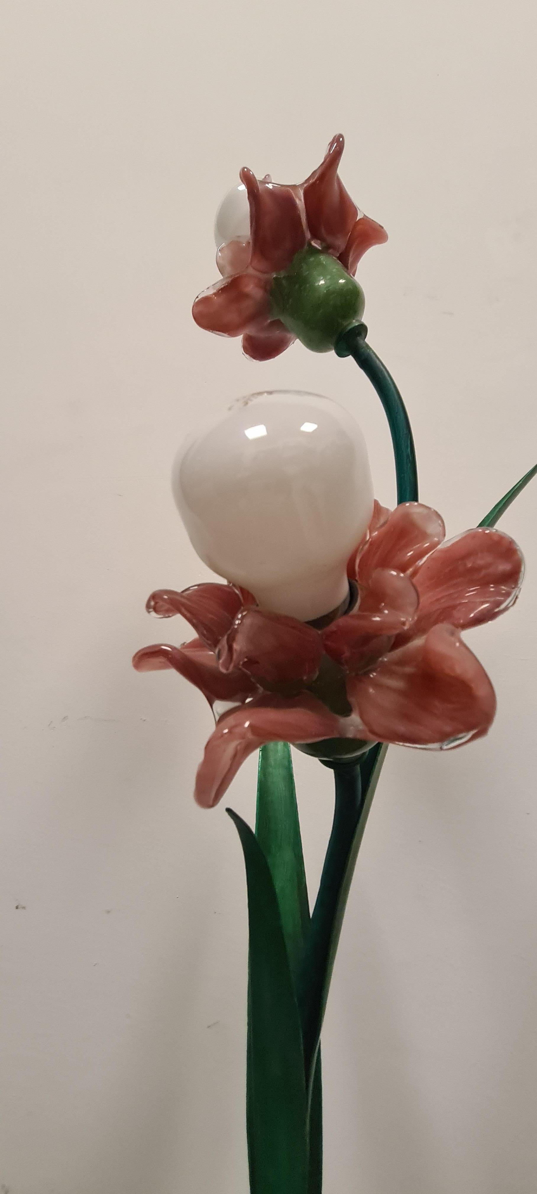 Lamp set with murano glass flowers by bacci florence For Sale 1