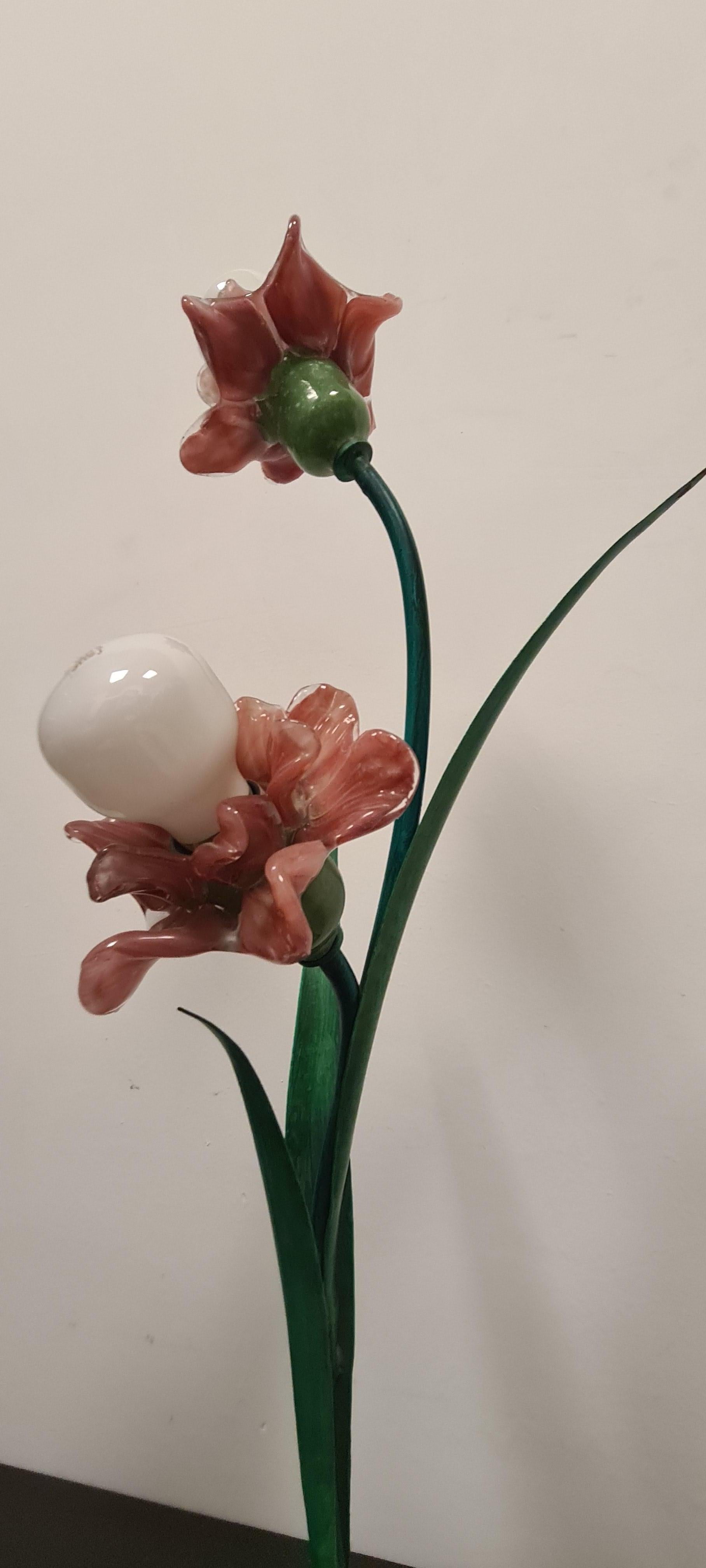 Ensemble de lampes avec fleurs en verre murano par Bacci florence en vente 2