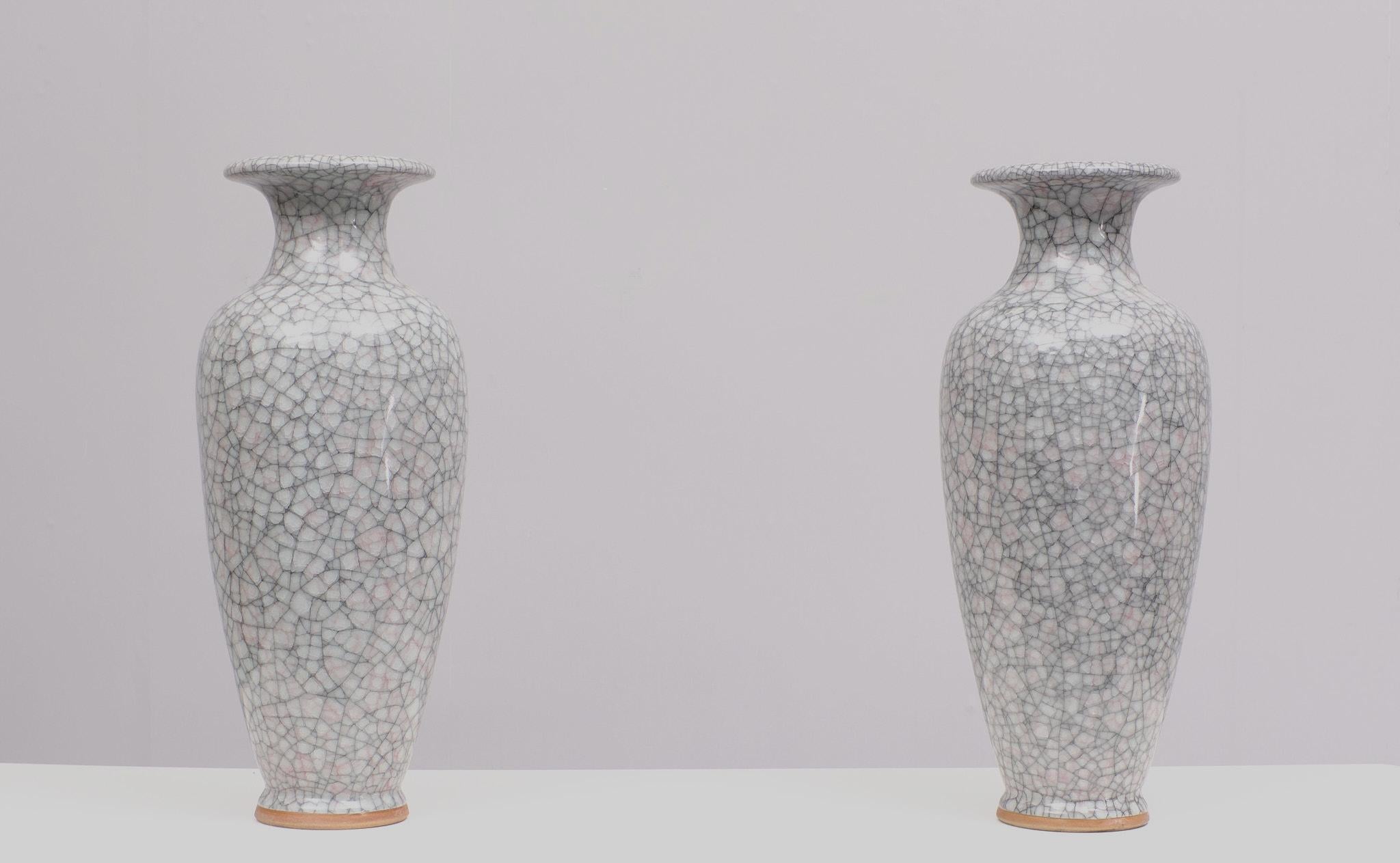 Mid-20th Century Set Large Chinese Handmade Antique ice Crack Glaze vases   For Sale