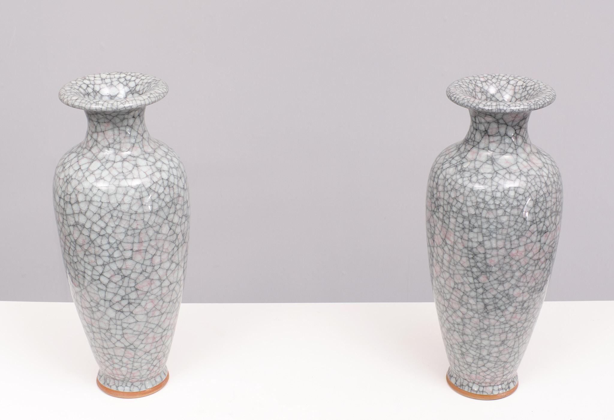 Ceramic Set Large Chinese Handmade Antique ice Crack Glaze vases   For Sale
