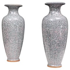 Set Large Chinese Handmade Antique ice Crack Glaze vases  