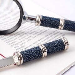 Blue Shagreen Leather Desk Set - Galucharme Collection