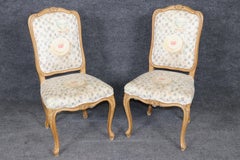 Set 6 Light Beechwood Louis XV Style Carved Dining side Chairs