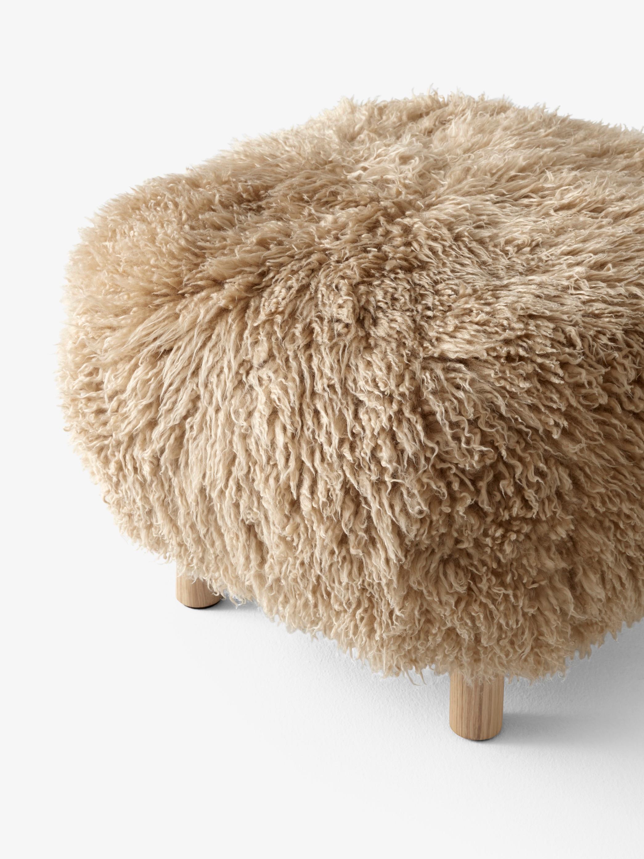 Set Little PetraVB1 & PoufATD1 en peau de mouton/miel 50mm & Oak pour & Tradition en vente 2