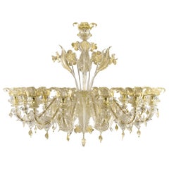 Set Lampadario di lusso a 12 bracci e 4 sconsole a 5 bracci Rezzonico trasparente e oro