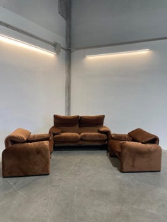 Ensemble Maralunga canapé deux places et 2 fauteuils Vico Magistretti pour Cassina