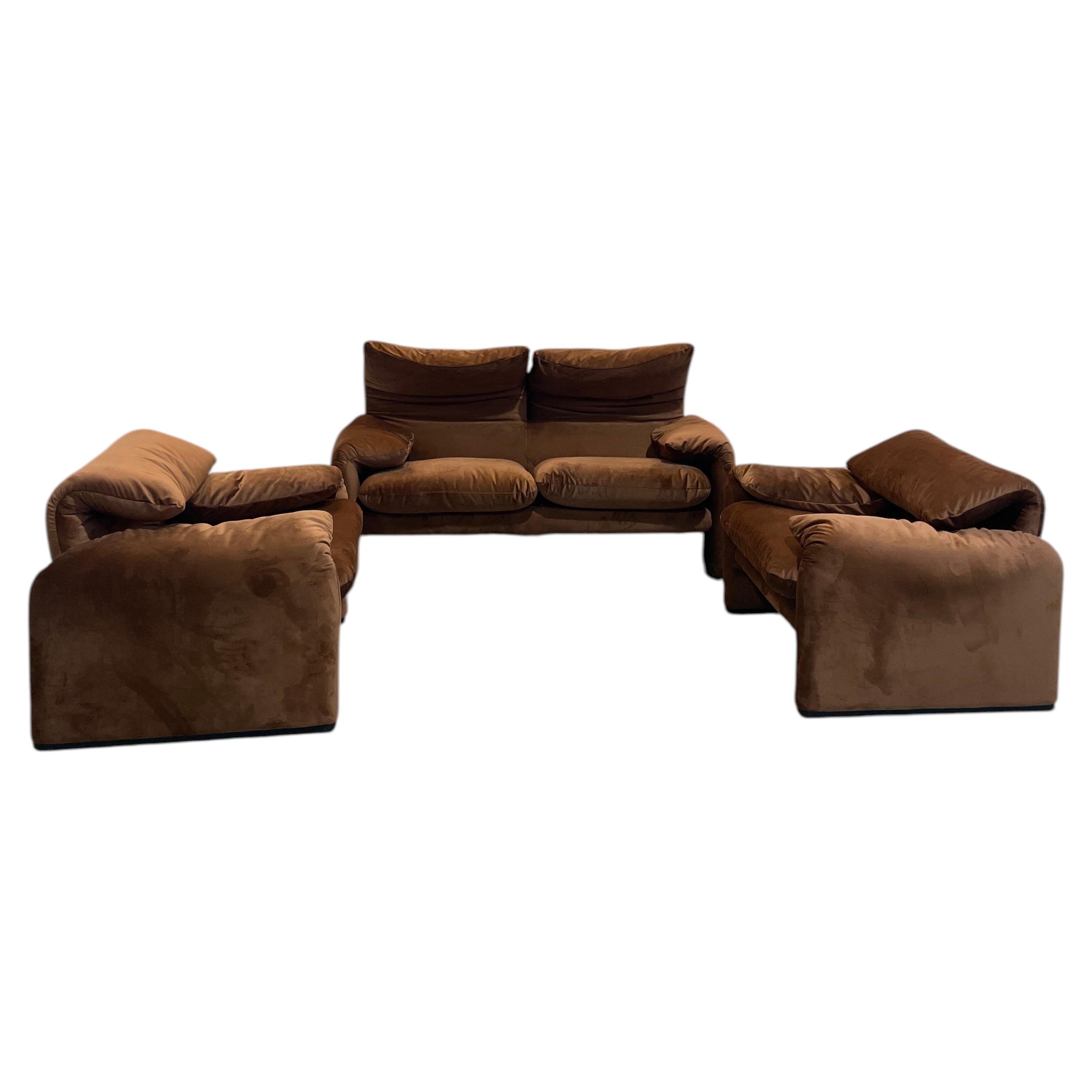 Set Maralunga two seater Sofa and 2 armchairs vico magistretti for cassina
