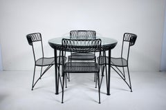 Set Maurizio Tempestini for Salterini Black "Ribbon Series" Table & Four Chairs