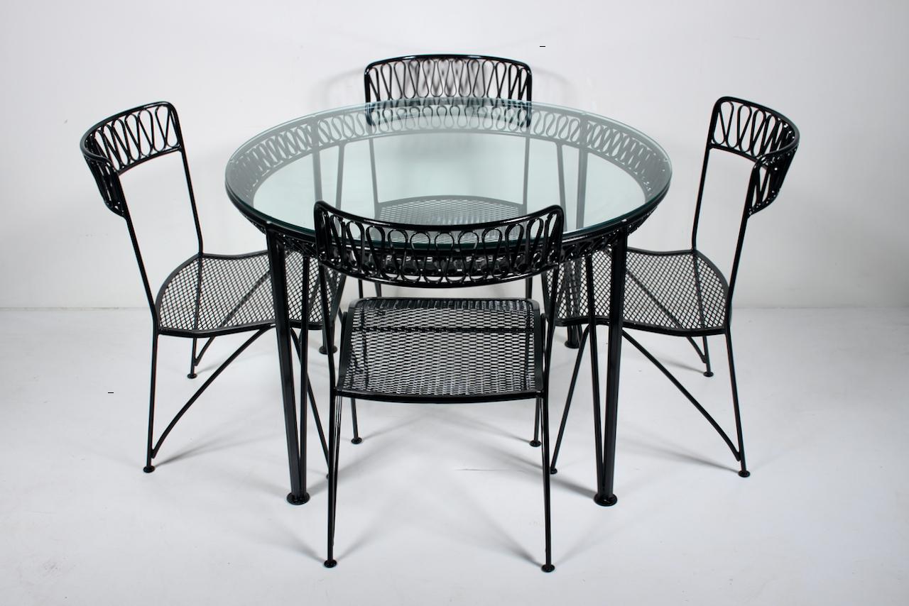 Set Maurizio Tempestini für Salterini Schwarzer Tisch aus der „Ribbon Series“-Serie mit vier Stühlen (amerikanisch) im Angebot