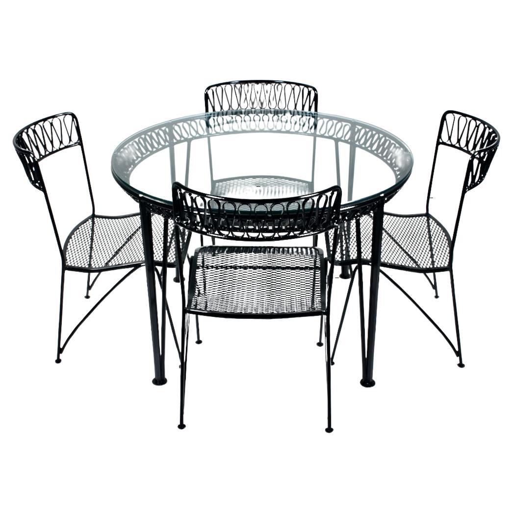Set Maurizio Tempestini for Salterini Black "Ribbon Series" Table & Four Chairs For Sale