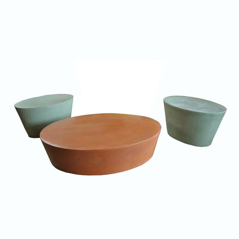 Modern Set Maya Lin for Knoll Stone Coffee Table and Stools