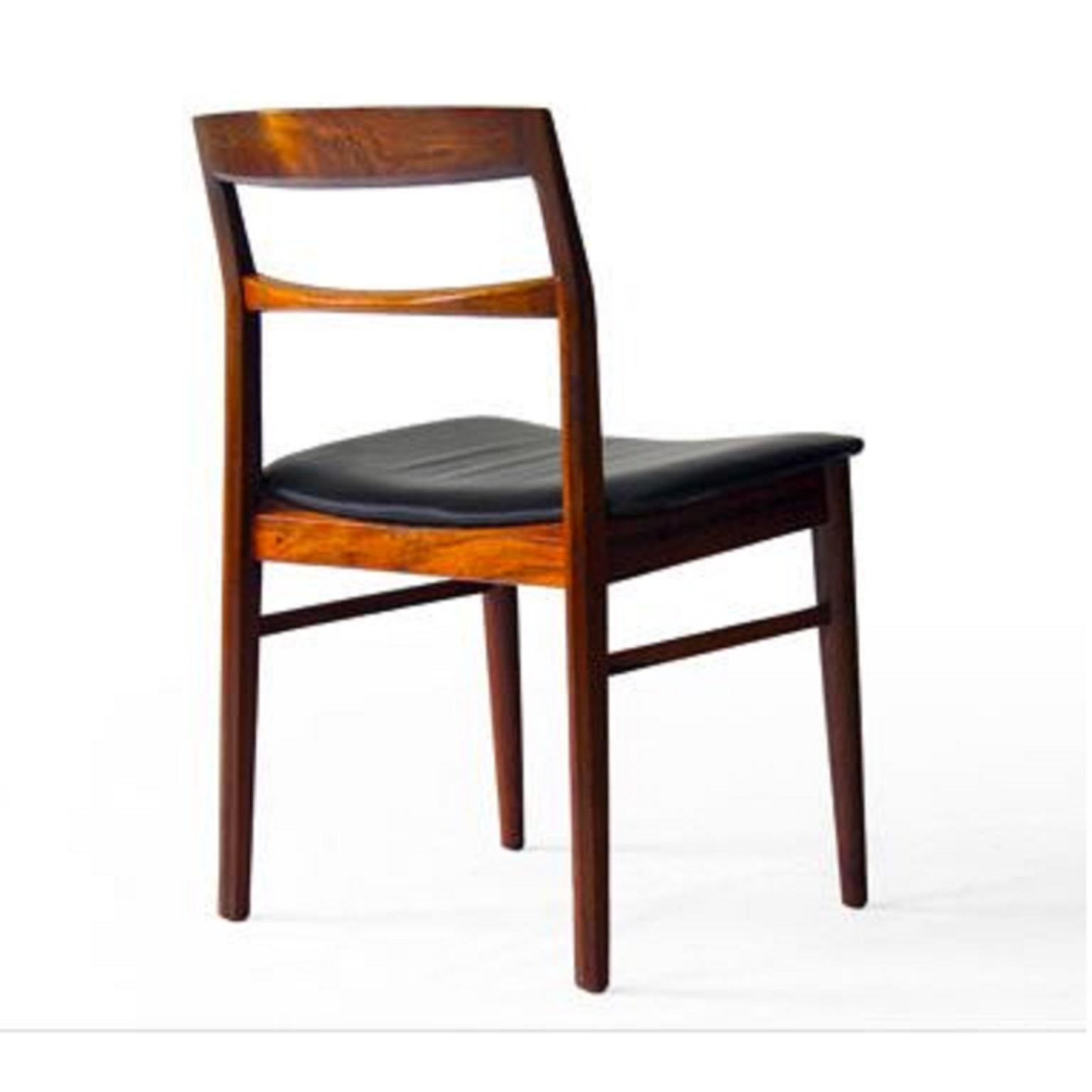 Ensemble de 6 chaises de salle à manger danoises en palissandre du milieu du siècle par Henning Kjaernulf, années 1960 en vente 4