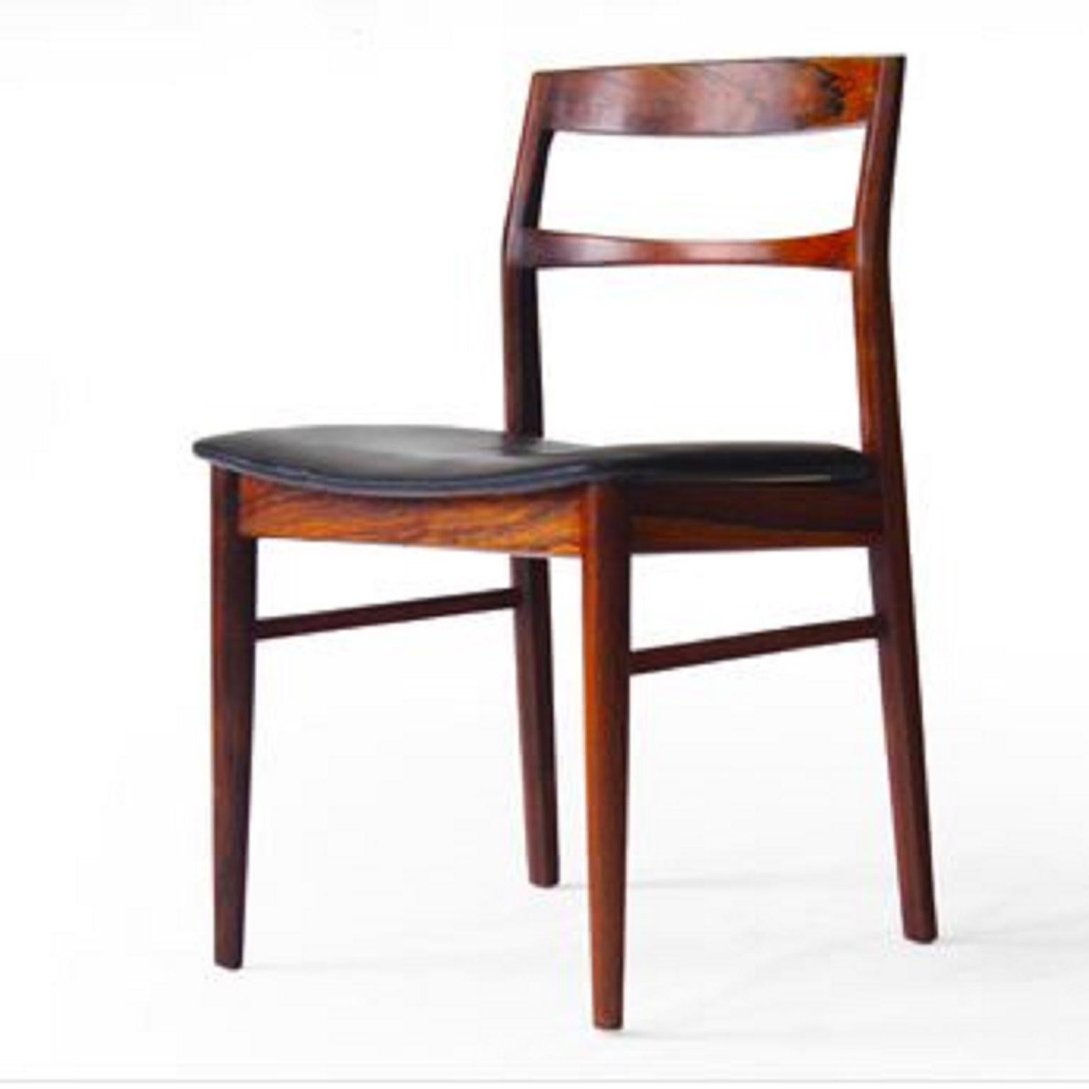 Set of 6 Mid Century Danish Rosewood Dining Chairs by Henning Kjaernulf, 1960s For Sale 2