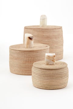 Ensemble de boîtes Mesopotamia : petites, moyennes et grandes, pierres d'onyx Carandillo et crème