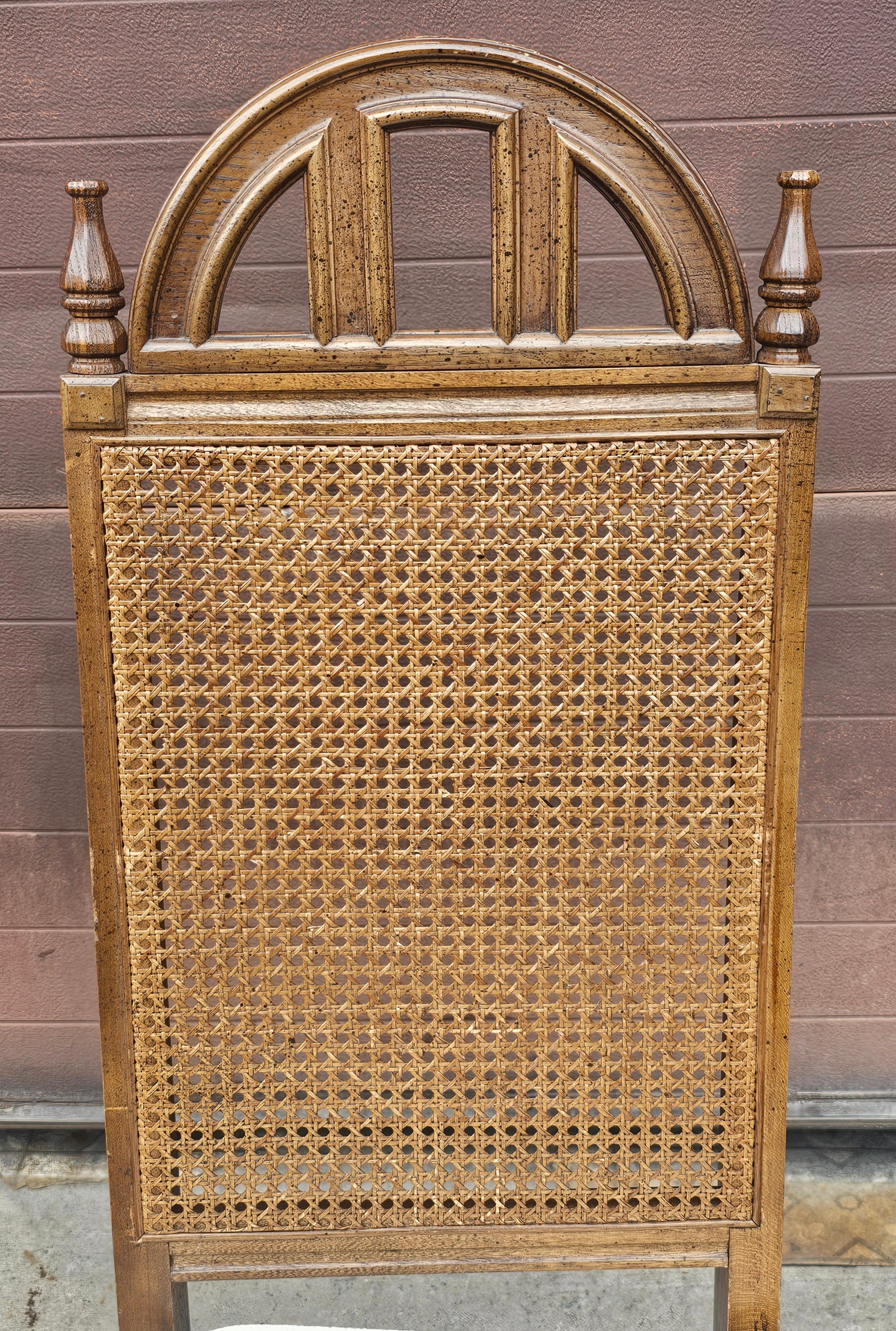 Set Mid Century Bassett Furniture Provincial Style Walnut and Cane Chairs For Sale 4