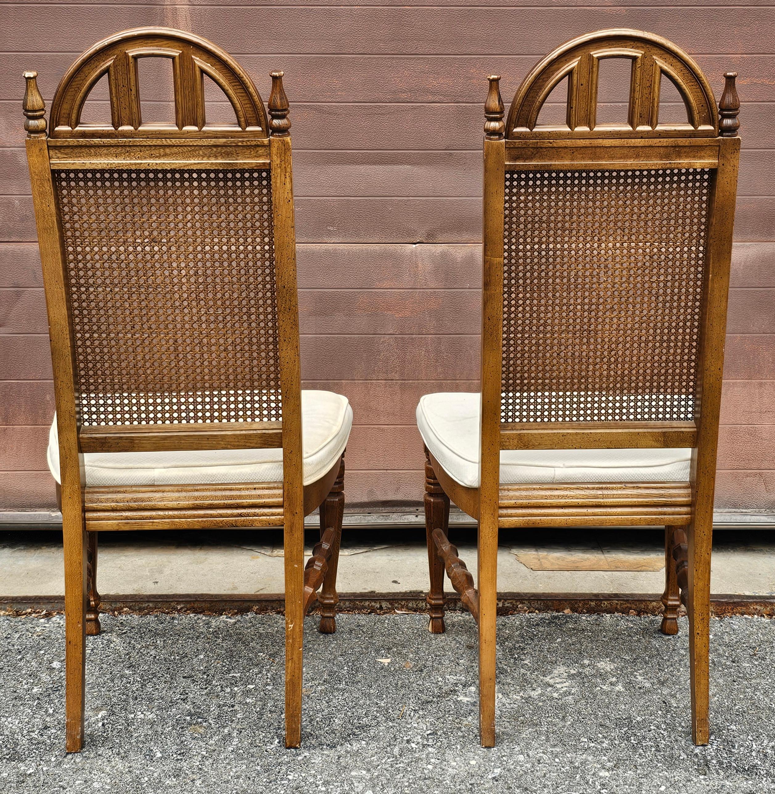 Set Mid Century Bassett Furniture Provincial Style Walnut and Cane Chairs For Sale 6