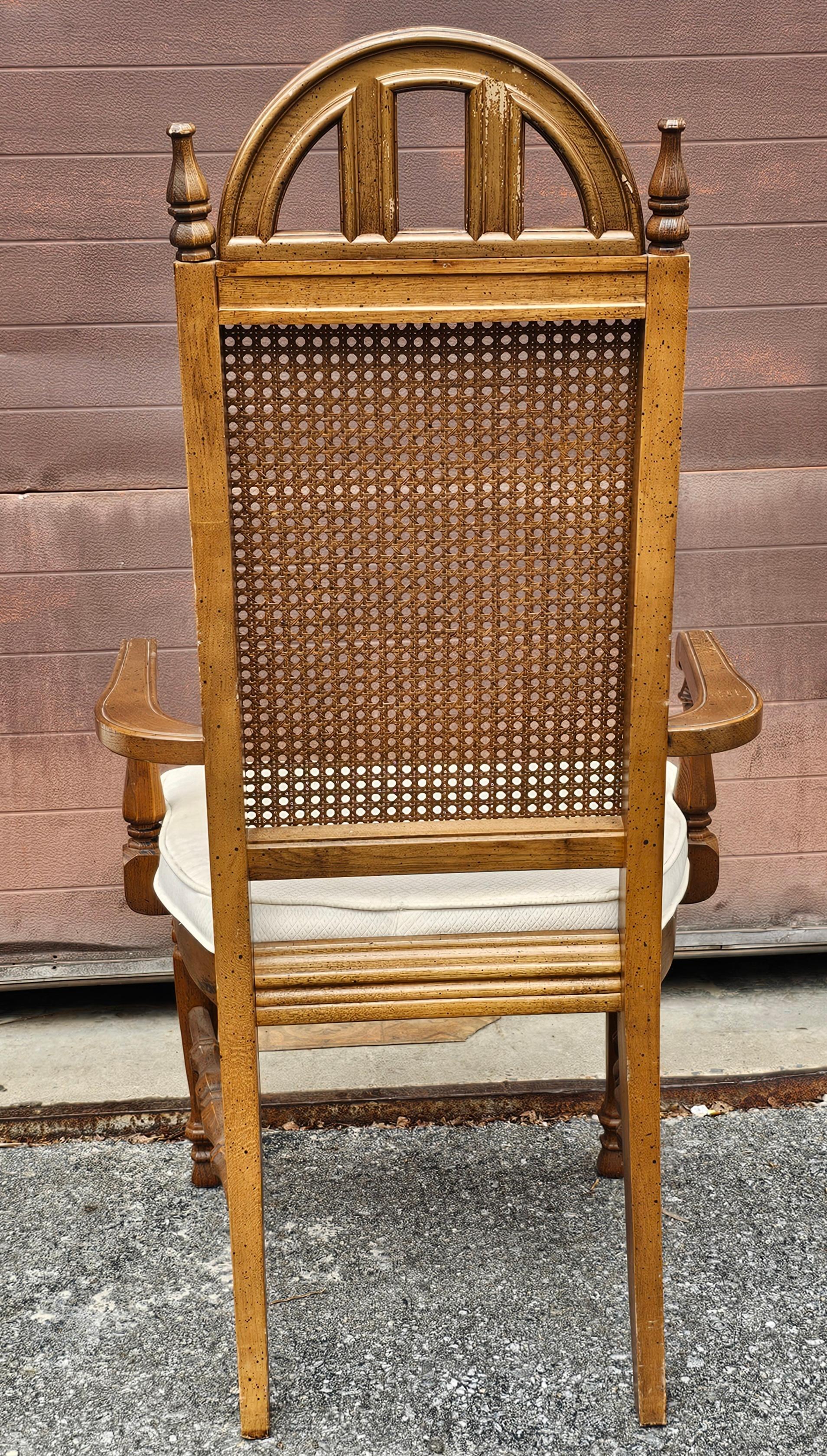 Set Mid Century Bassett Furniture Provincial Style Walnut and Cane Chairs For Sale 9