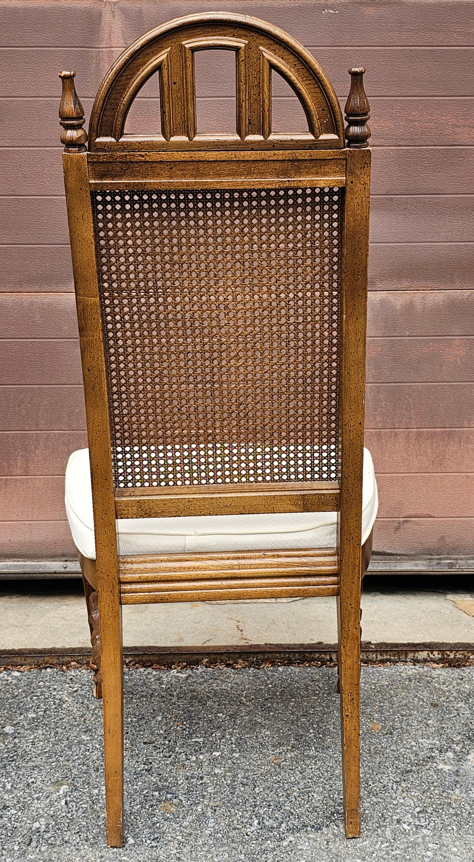 Set Mid Century Bassett Furniture Provincial Style Walnut and Cane Chairs For Sale 10