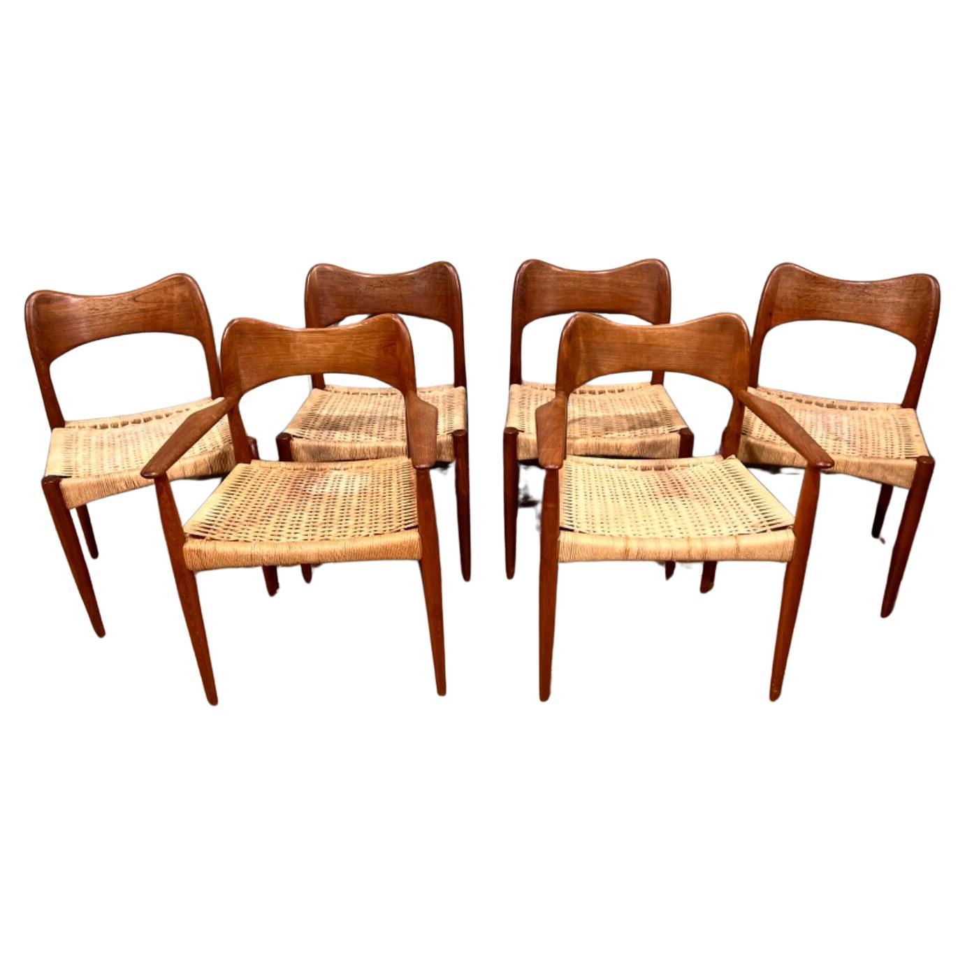 Set Esszimmerstühle aus Teakholz von Mogens Kold Arne, Dänemark, Mid-Century, 1960er Jahre