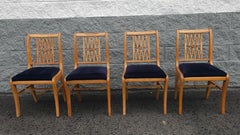 Set Mid-Century Duncan Phyfe Natural Maple and Upholstered Dining Chairs