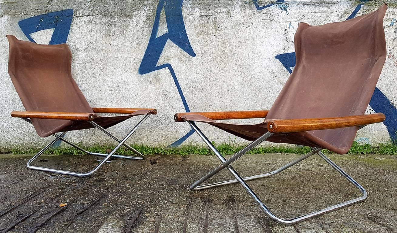 Metal Set of Midcentury Japanese NY Folding Chairs by Takashi Nii for Jox Interni 1958