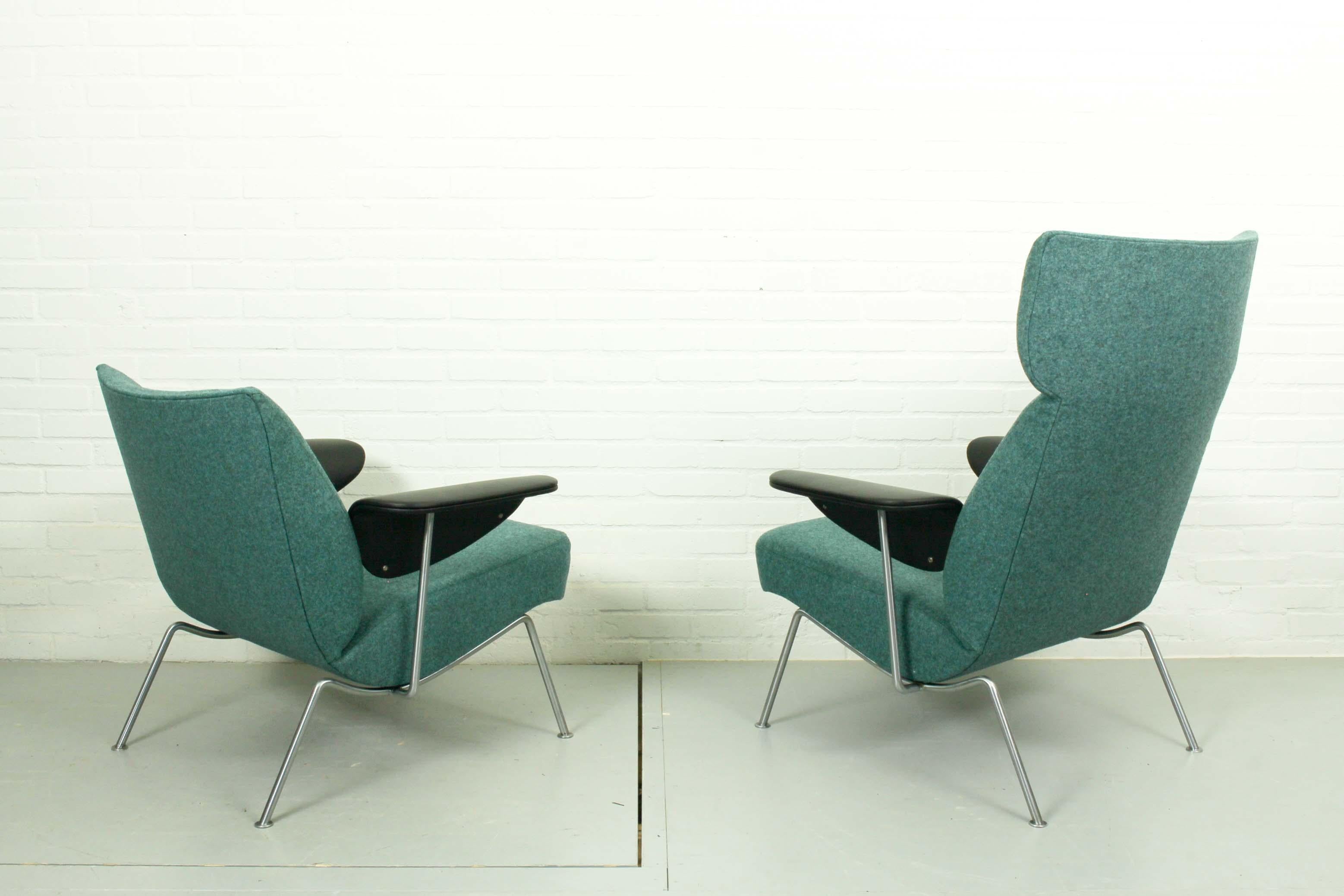Plated Set of Midcentury Lounge Chairs by Theo Ruth for Wagemans & van Tuinen