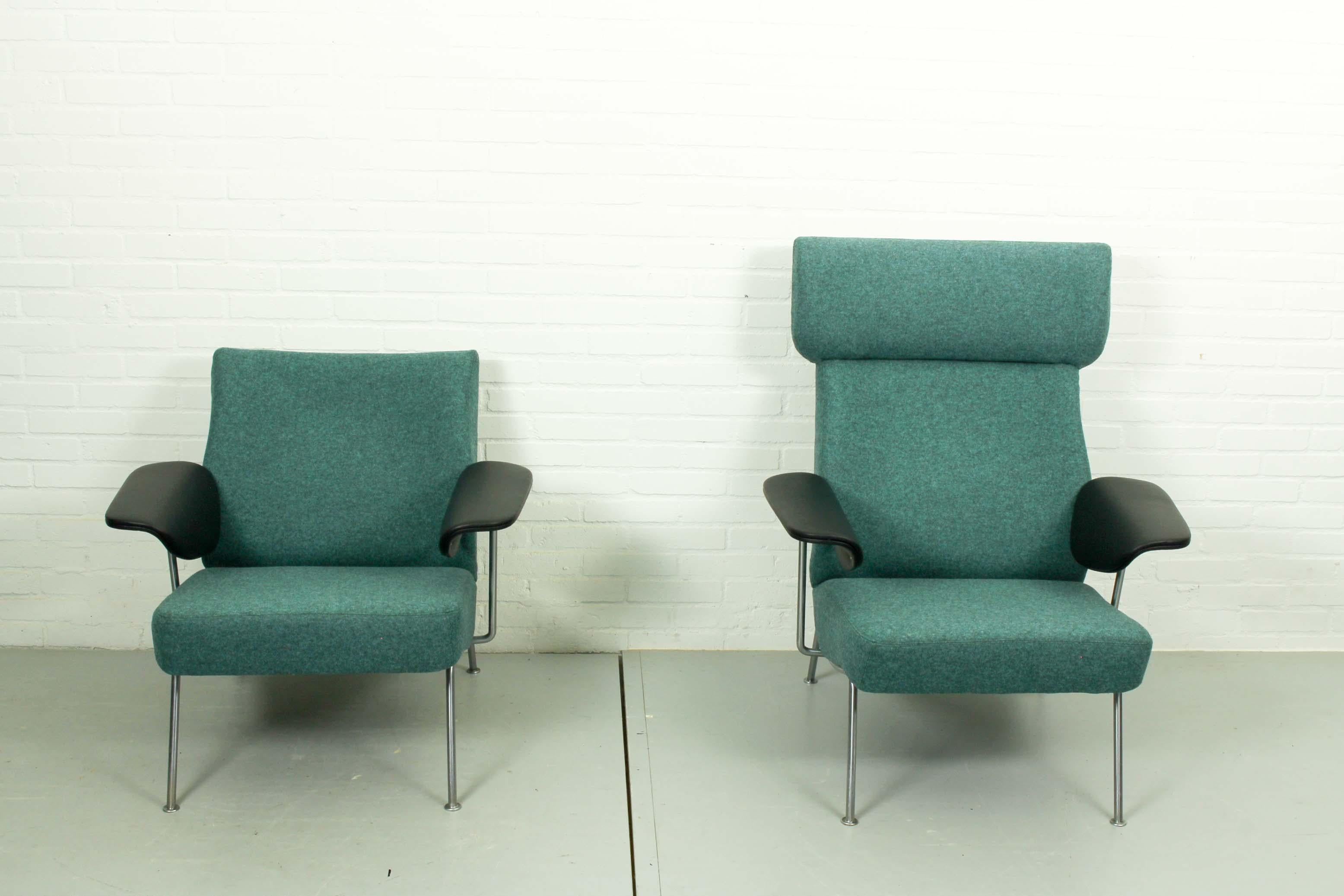 Chrome Set of Midcentury Lounge Chairs by Theo Ruth for Wagemans & van Tuinen