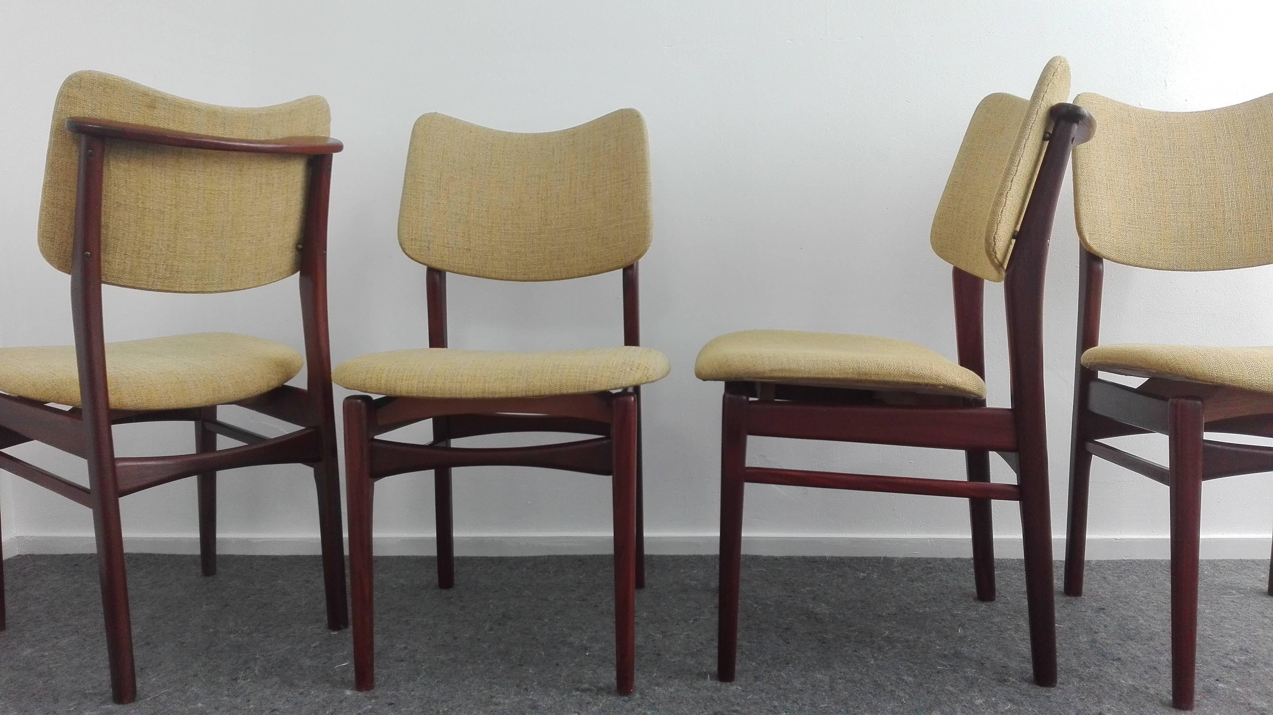 European Set Mid-Century Modern Teak Dining Chairs, 1960s For Sale