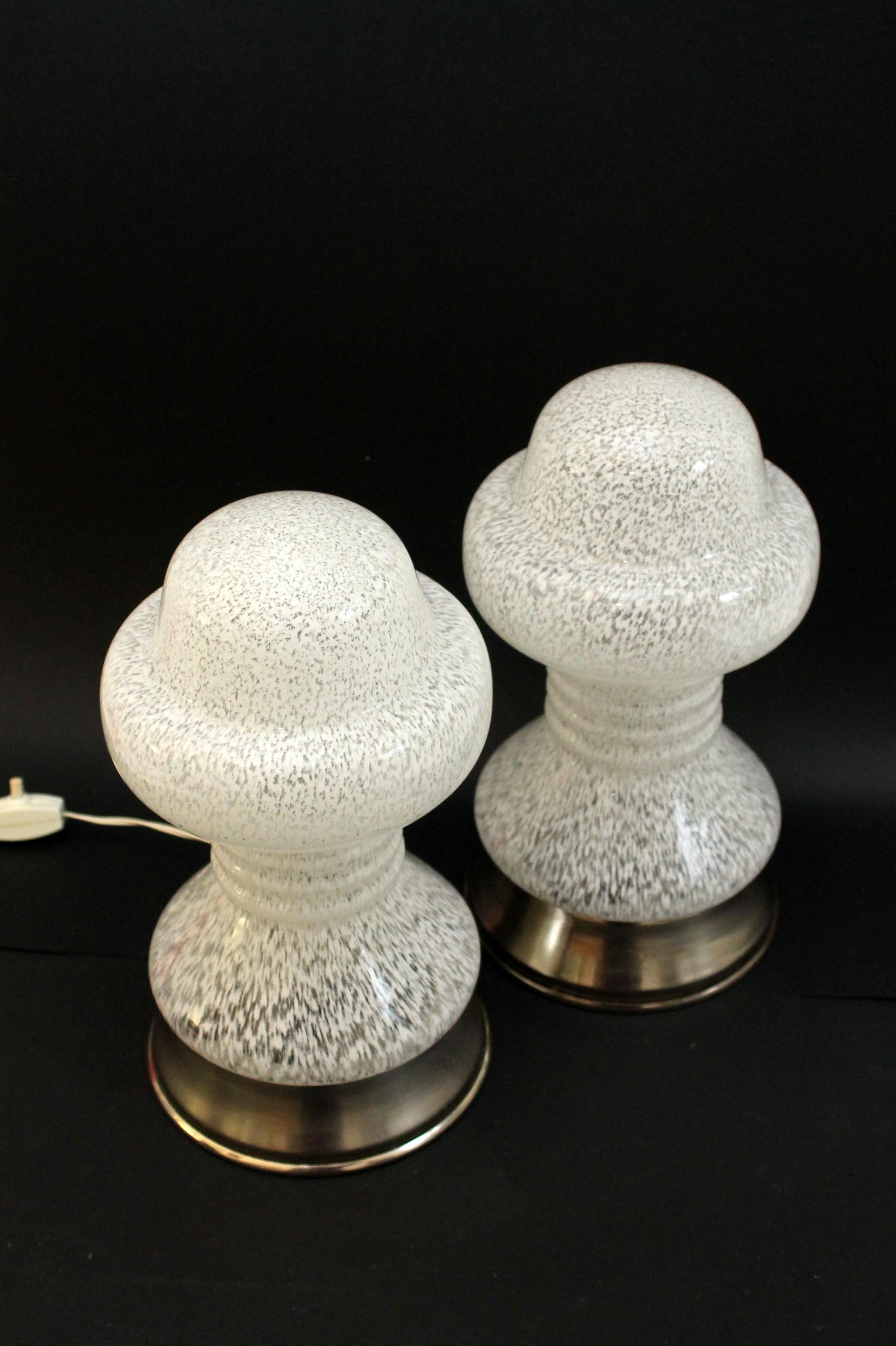 Hand-Crafted DUO))) Mid-century Murano Glass Desk/Table Lamp, Italy, 1970s, Great! For Sale