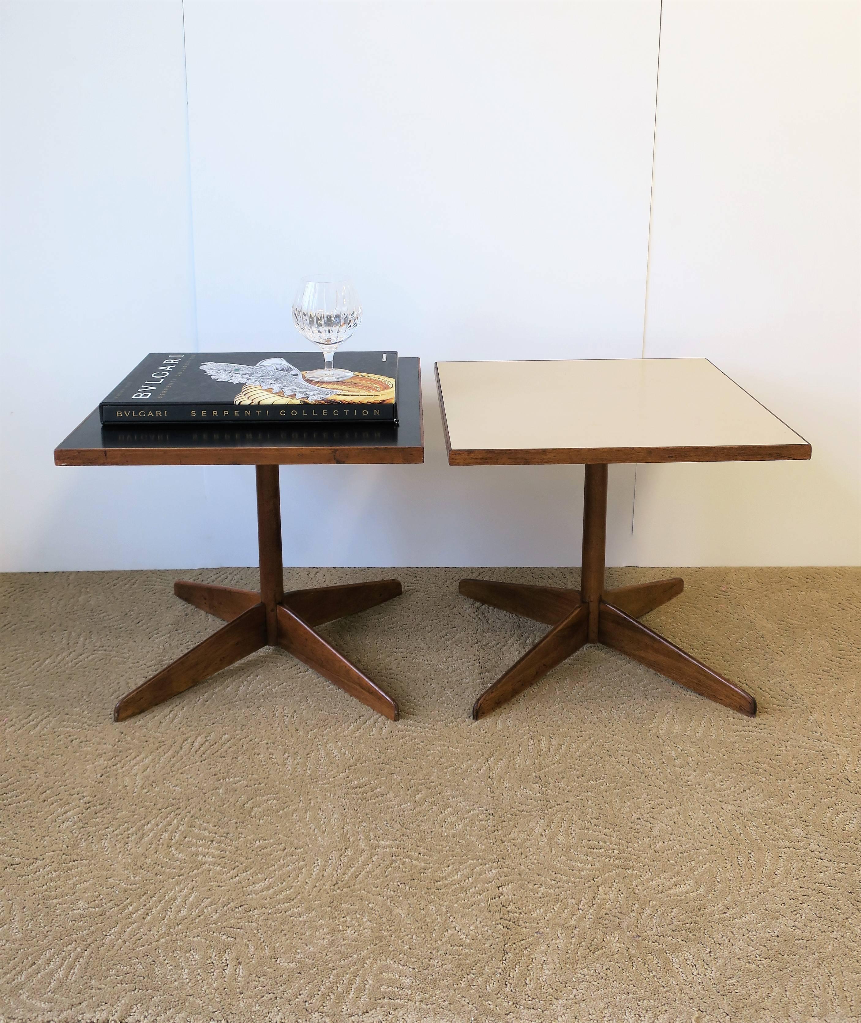 Veneer Midcentury Modern Wood Side or End Tables, Pair