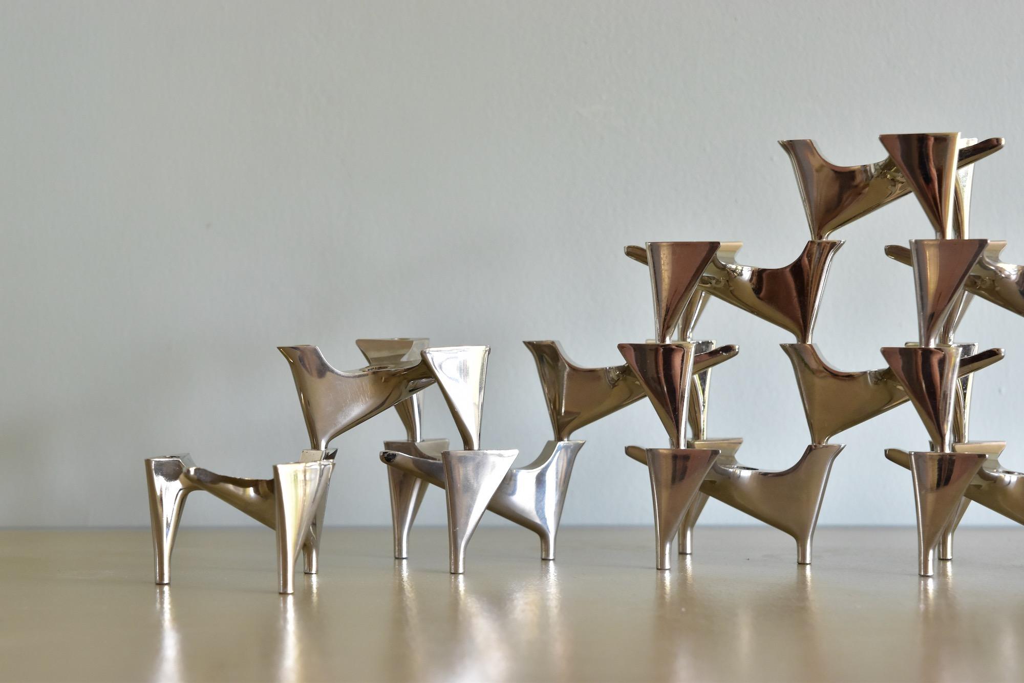 Mid-Century Modern Set Midcentury Sculptural Candlesticks Candle Holder Vogelflug Hammonia, 1970s