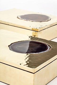 SET MISIONES Medium, grande boîte en laiton et pierre d'agate