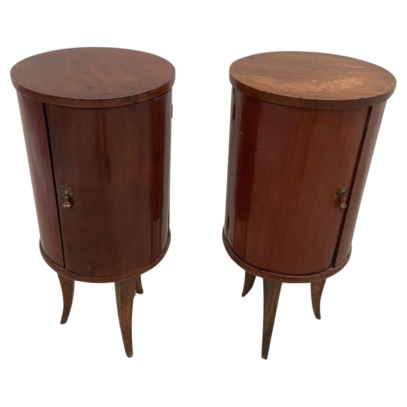 Original wooden vintage round cabinet set 