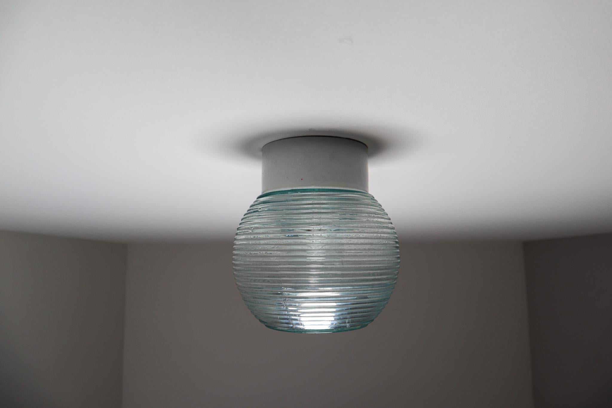 Mid-20th Century Modern Wall/ceiling Light with Structured Art-Glass Porcelain Base, 1960s