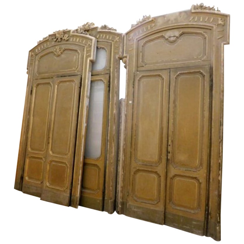 Set N.4 Porte in Legno Laccato Oro Verde con Greene & Greene, Milano Italia in vendita