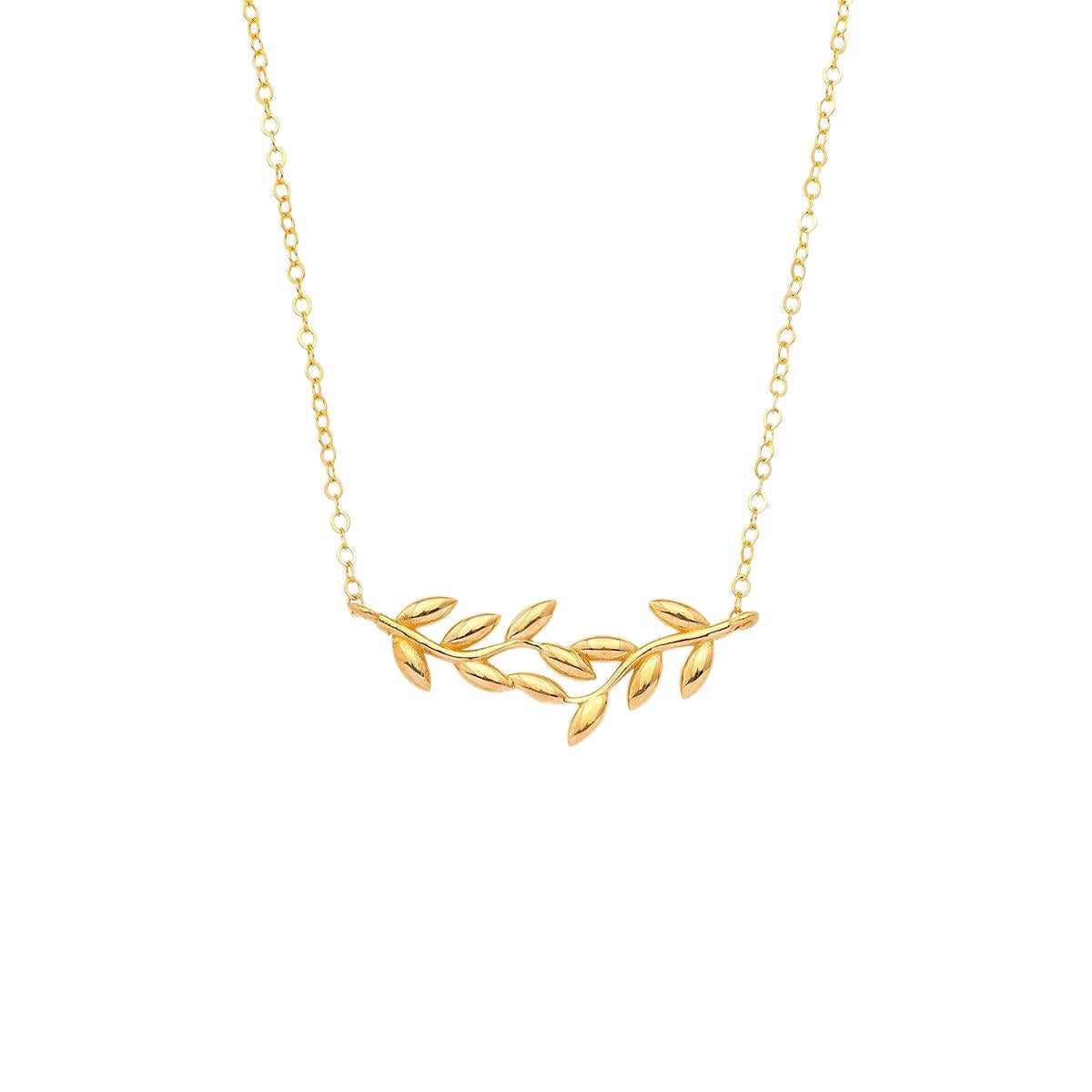 Moderne Ensemble : collier et bracelet en or 14 carats, bracelet et collier à feuilles d'or en vente