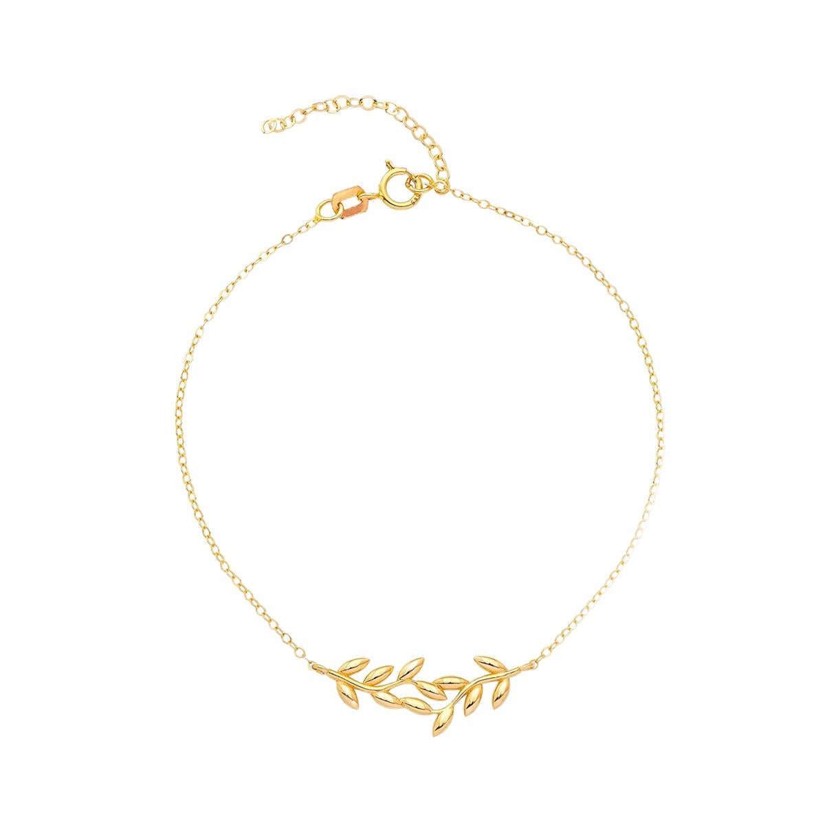 Ensemble : collier et bracelet en or 14 carats, bracelet et collier à feuilles d'or Neuf - En vente à Istanbul, TR