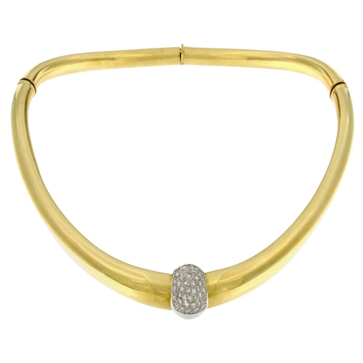 Set Necklace Bangle and Ring Yellow 18 Karat Gold and Diamonds