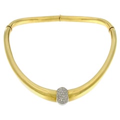 Set Necklace Bangle and Ring Yellow 18 Karat Gold and Diamonds