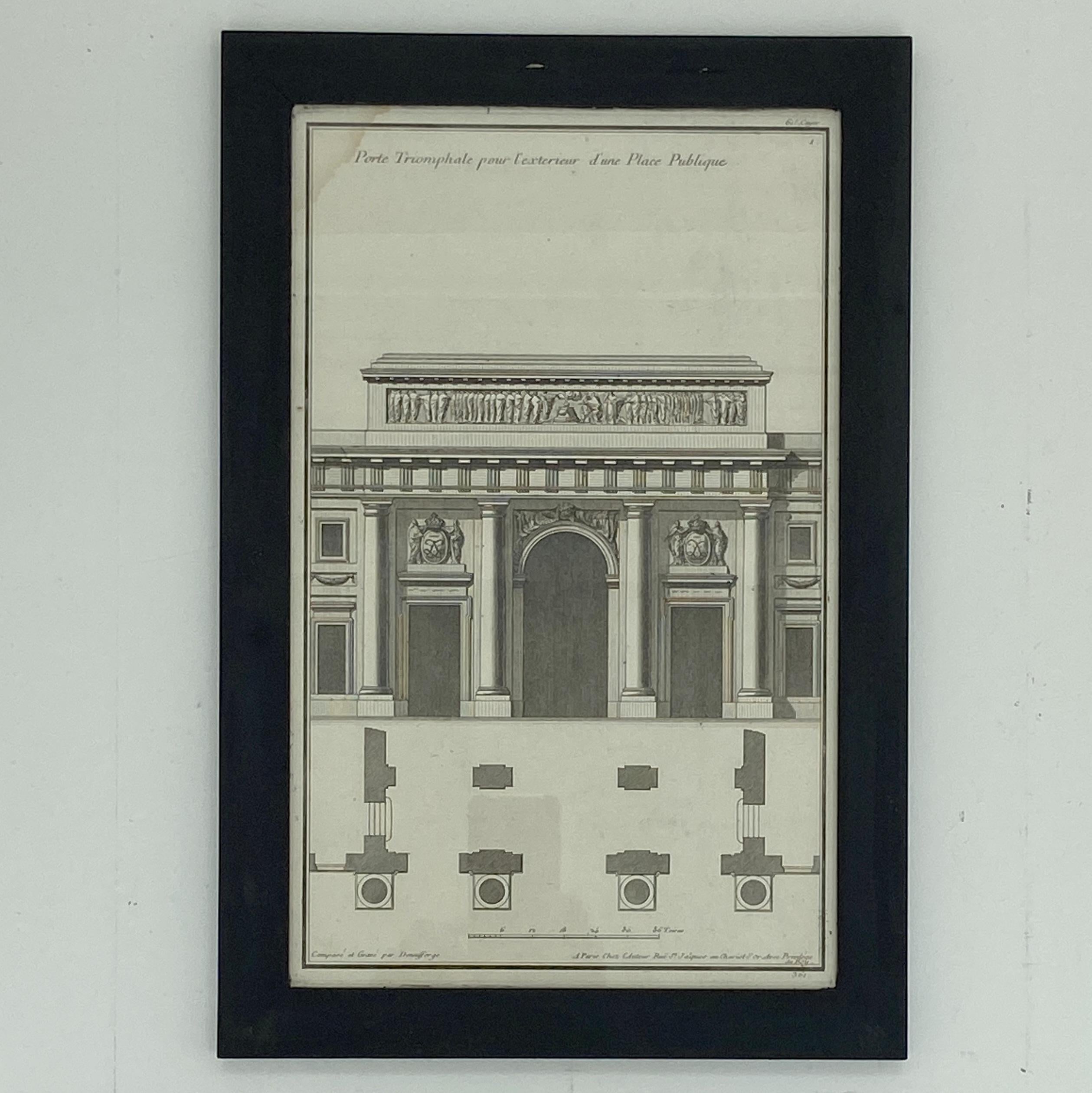 18th Century Set Neo Classical Grand Architectural Engravings by Jean-François de Neufforge