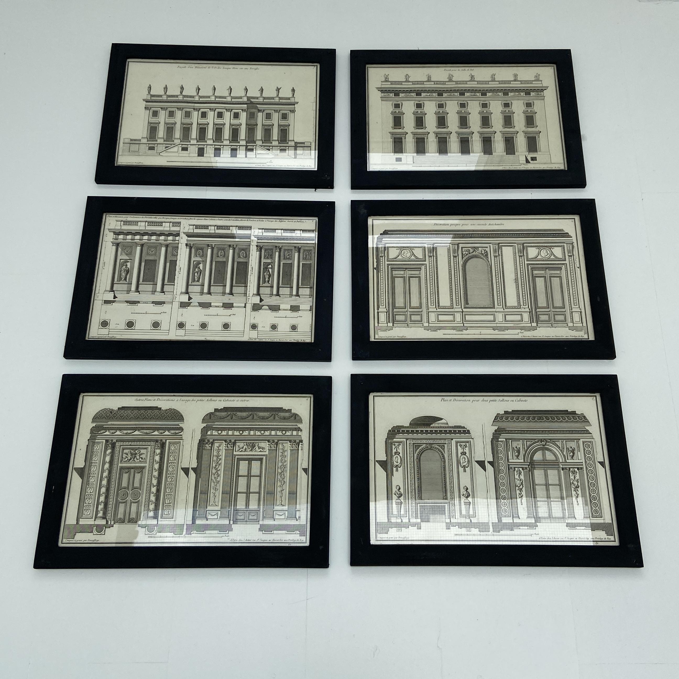 Wood Set Neo Classical Grand Architectural Engravings by Jean-François de Neufforge