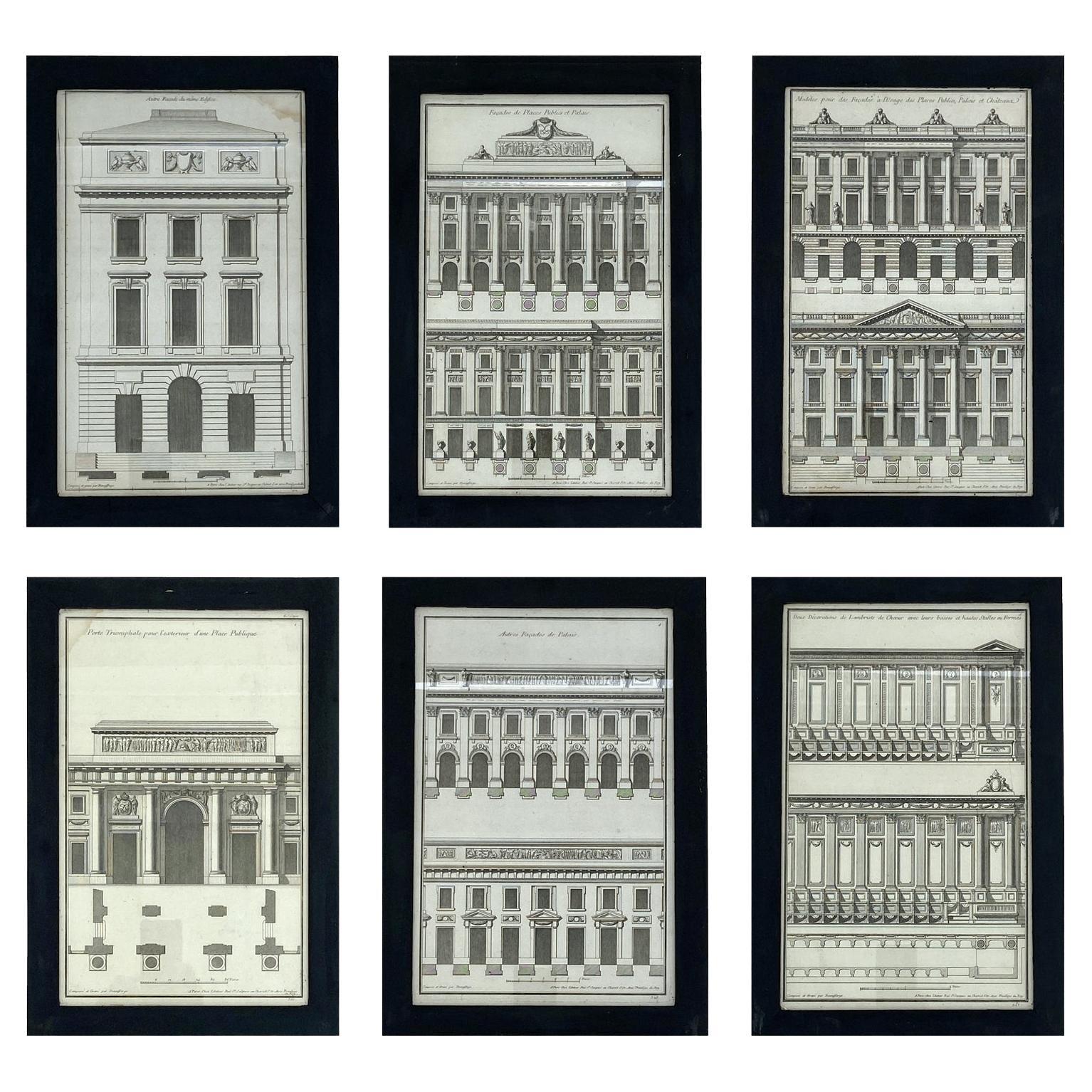 Set Neo Classical Grand Architectural Engravings by Jean-François de Neufforge