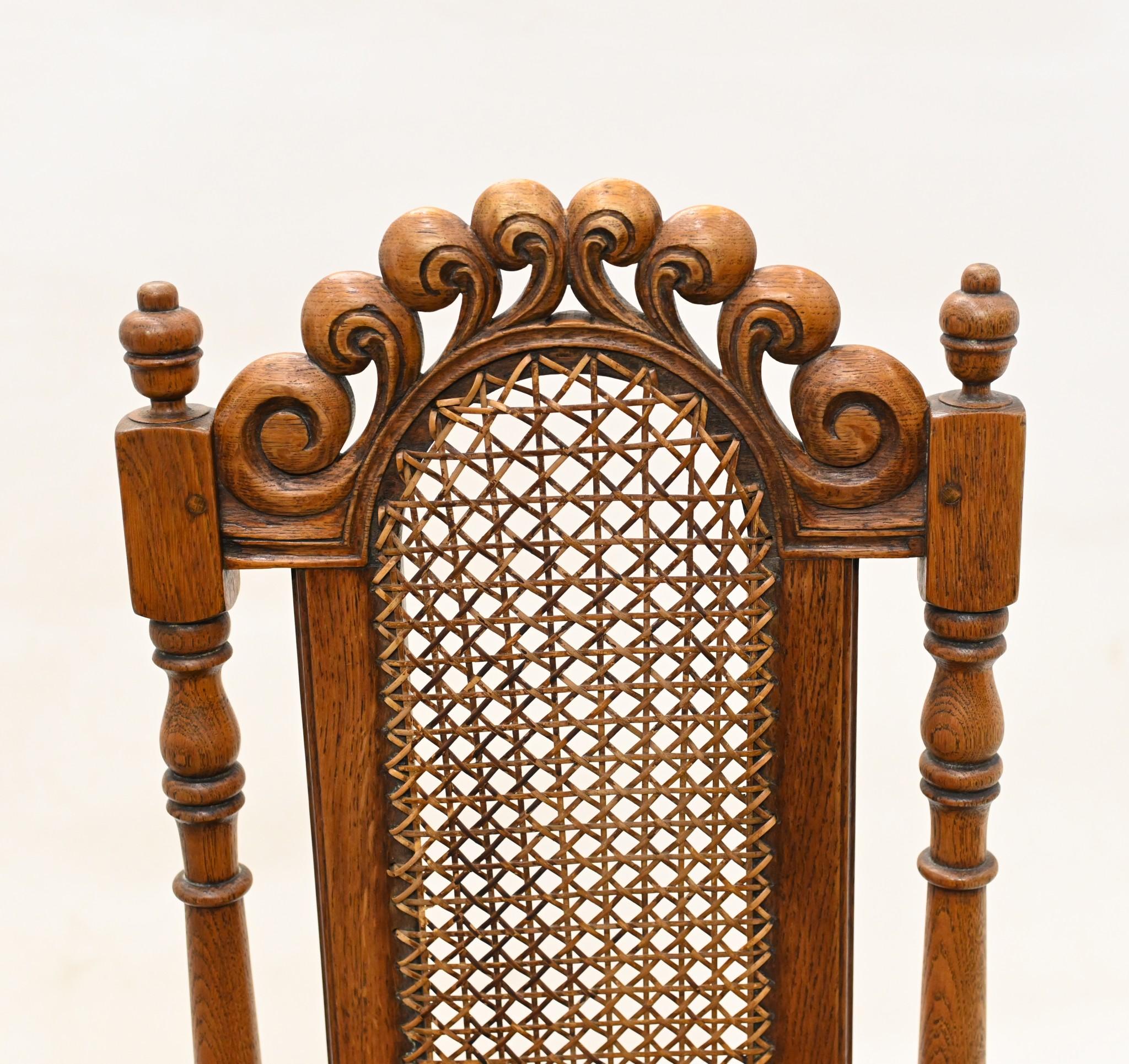 Set Oak Dining Chairs Jacobean Revival Farmhouse 1840 For Sale 6