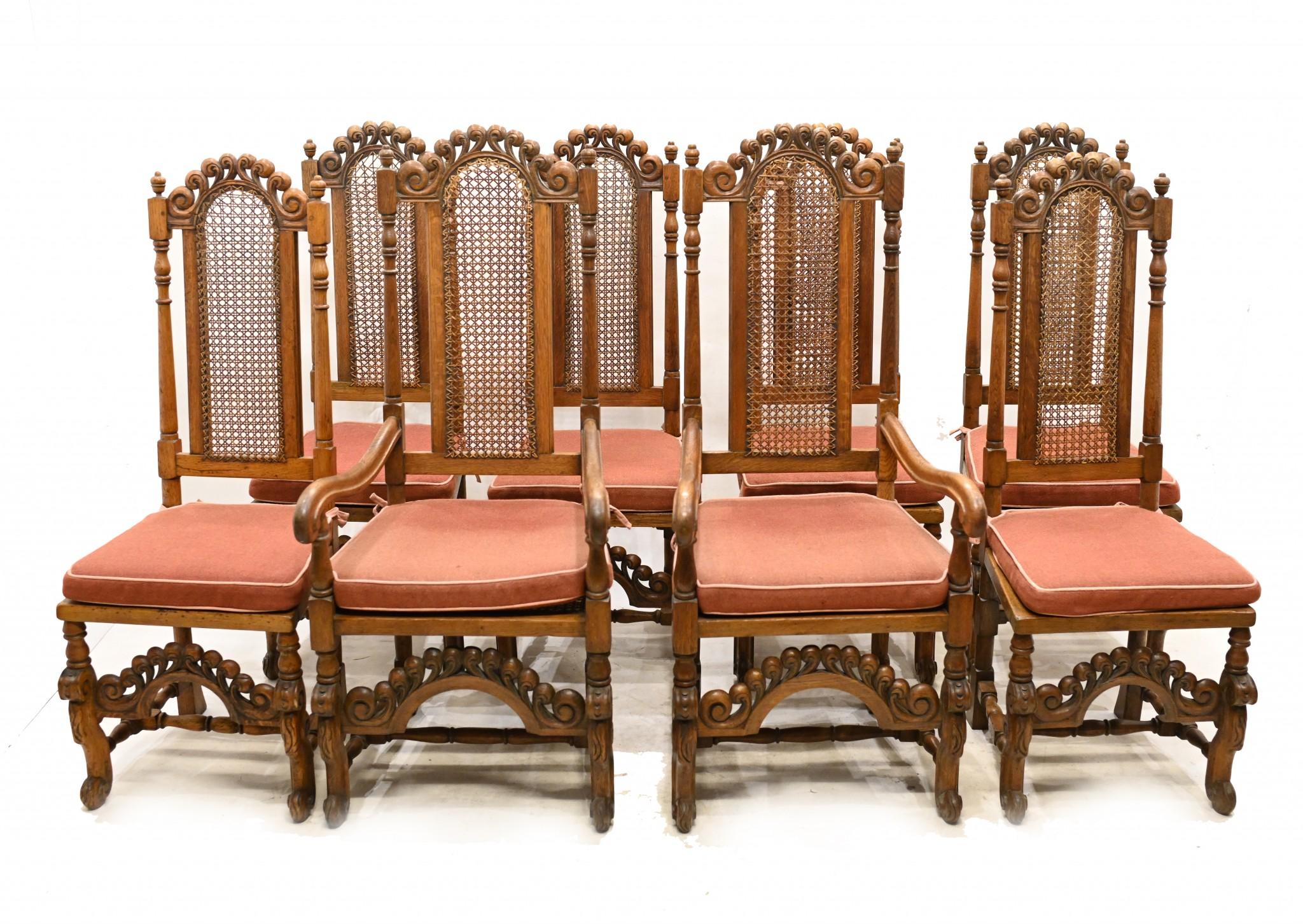 Set Oak Dining Chairs Jacobean Revival Farmhouse 1840 In Good Condition For Sale In Potters Bar, GB