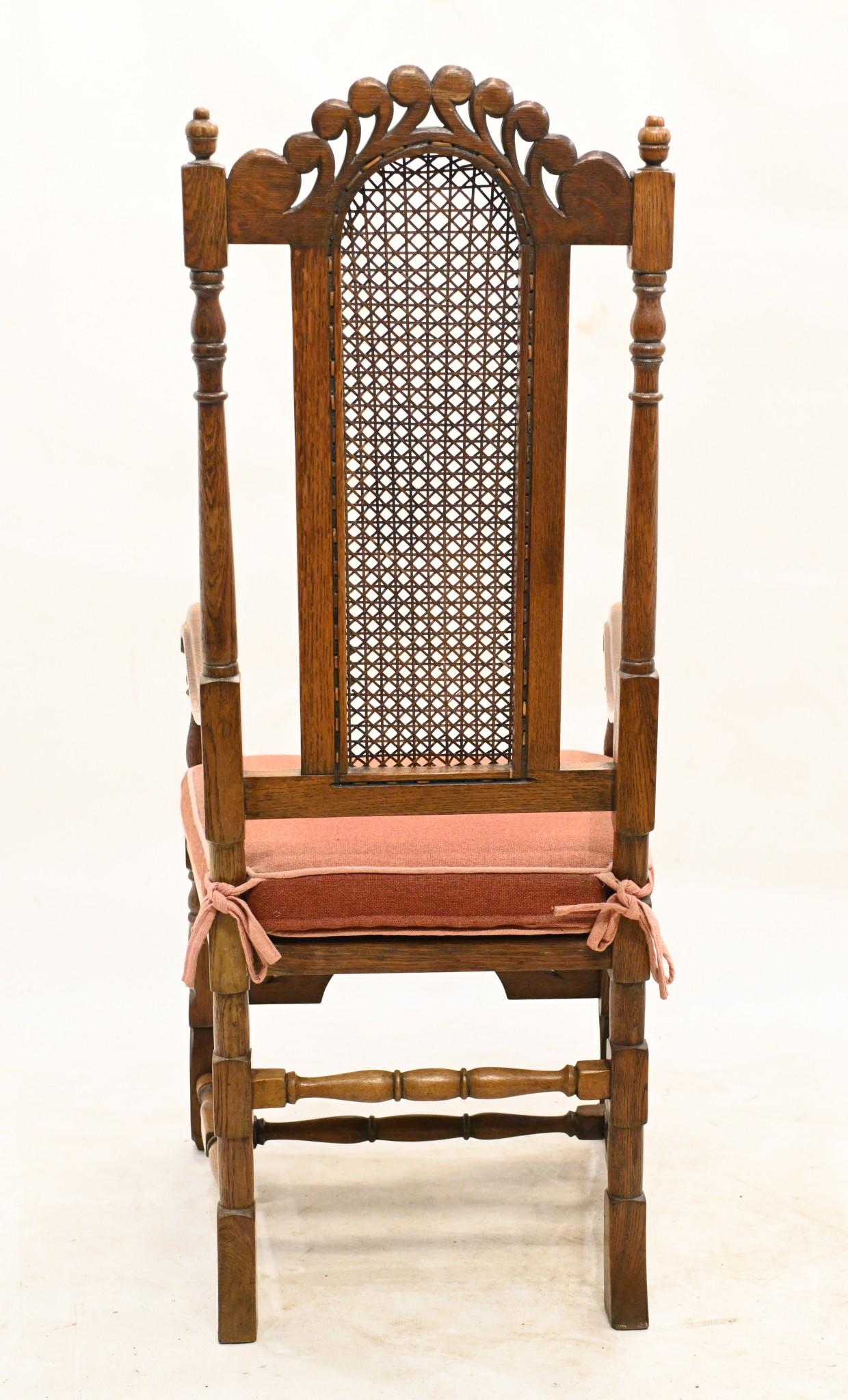Set Oak Dining Chairs Jacobean Revival Farmhouse 1840 For Sale 2